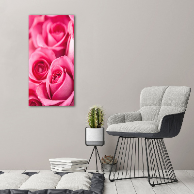 Quadro vetro verticale Rose rosa