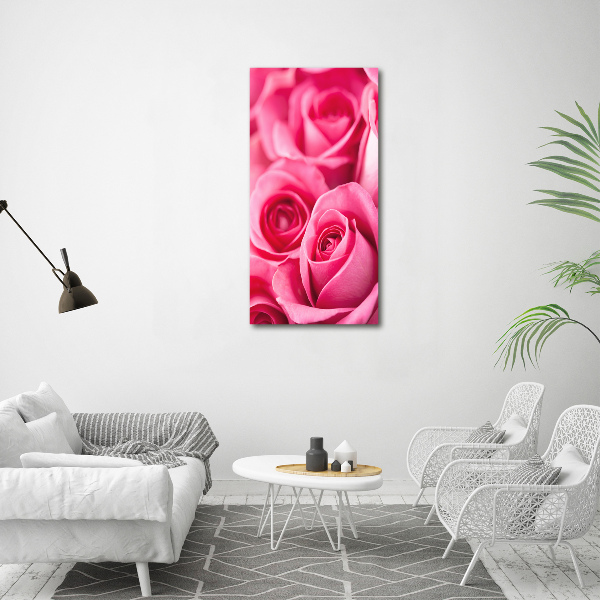 Quadro vetro verticale Rose rosa