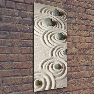 Quadro vetro verticale Pietre nella sabbia