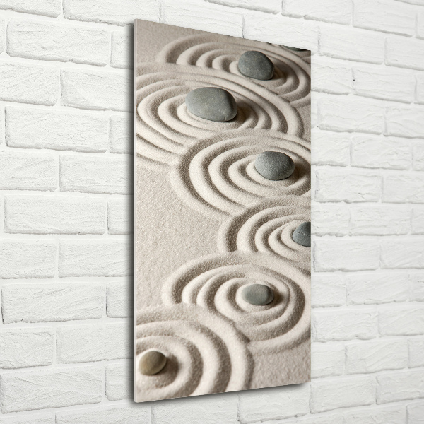 Quadro vetro verticale Pietre nella sabbia