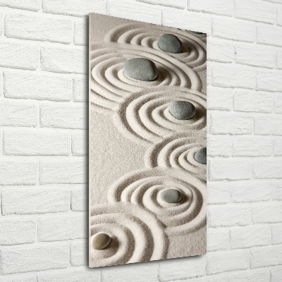 Quadro vetro verticale Pietre nella sabbia