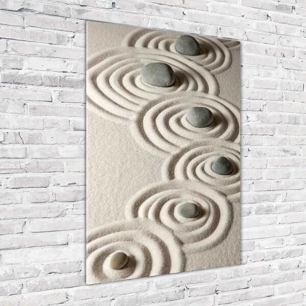 Quadro vetro verticale Pietre nella sabbia