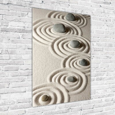 Quadro vetro verticale Pietre nella sabbia