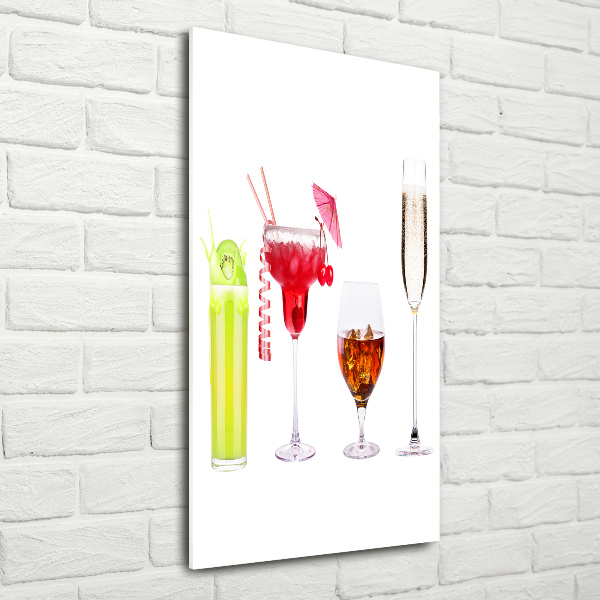 Quadro stampa su vetro verticale Cocktail colorati