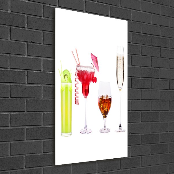 Quadro stampa su vetro verticale Cocktail colorati