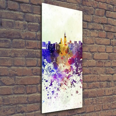 Quadro in vetro verticale Chicago colorata