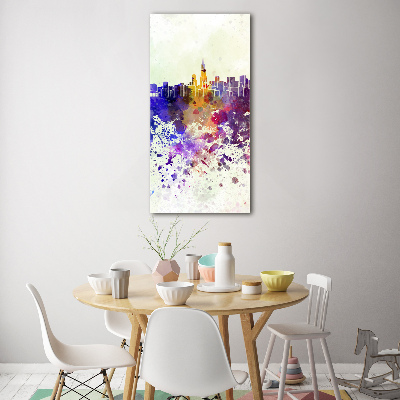 Quadro in vetro verticale Chicago colorata