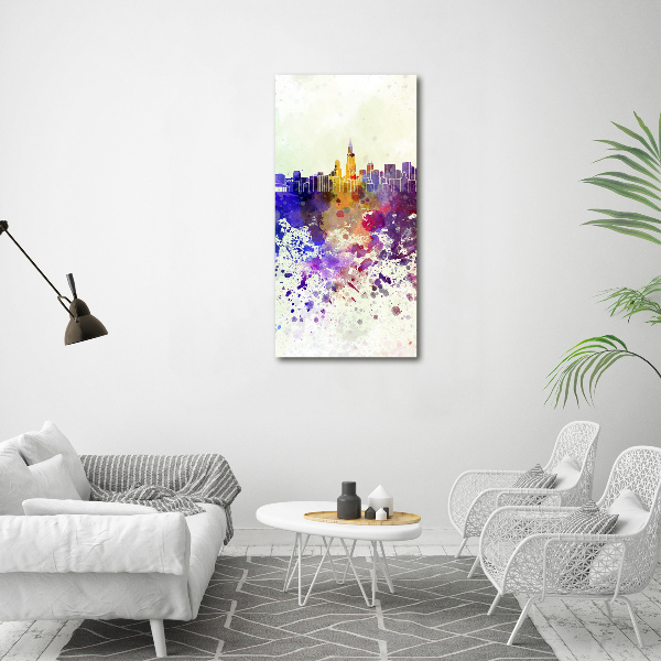 Quadro in vetro verticale Chicago colorata