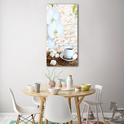 Quadro di vetro verticale Una tazza di caffè