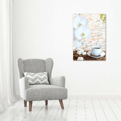 Quadro di vetro verticale Una tazza di caffè