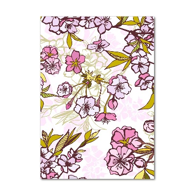 Quadro di vetro verticale Fiori di ciliegio