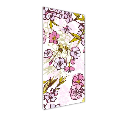 Quadro di vetro verticale Fiori di ciliegio