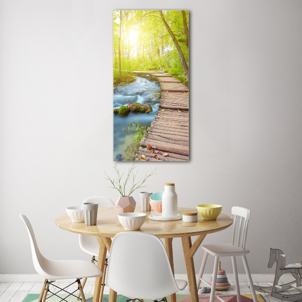 Quadro vetro verticale Sentiero nella foresta