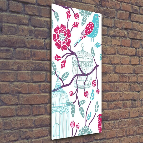 Quadro in vetro verticale Gabbie per uccelli