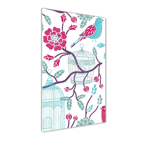 Quadro in vetro verticale Gabbie per uccelli