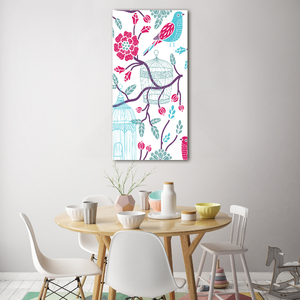 Quadro in vetro verticale Gabbie per uccelli