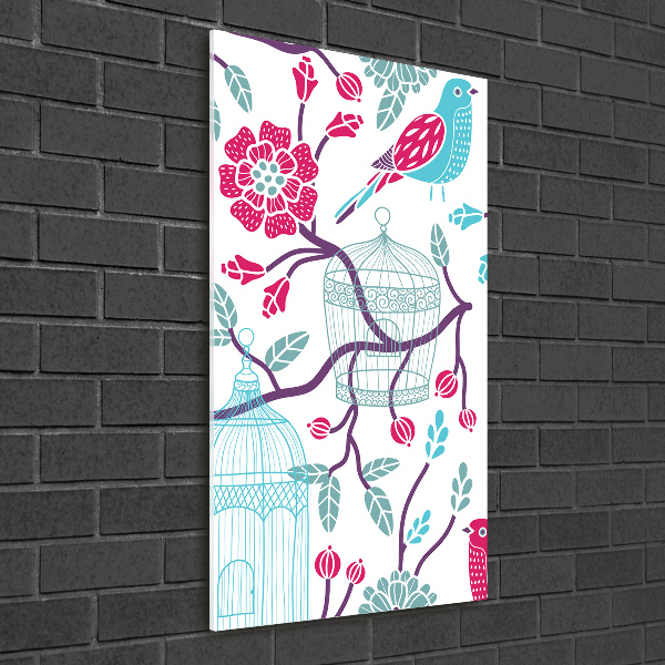 Quadro in vetro verticale Gabbie per uccelli