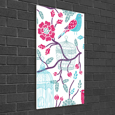 Quadro in vetro verticale Gabbie per uccelli