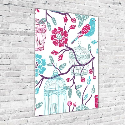 Quadro in vetro verticale Gabbie per uccelli