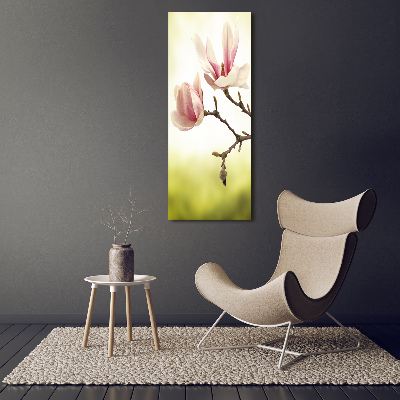 Quadro di vetro verticale Fiori di magnolia