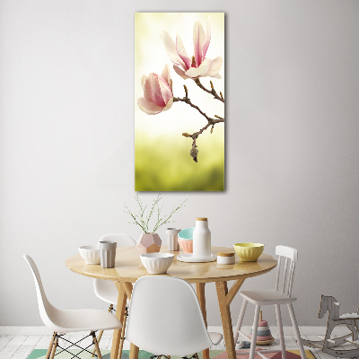 Quadro di vetro verticale Fiori di magnolia