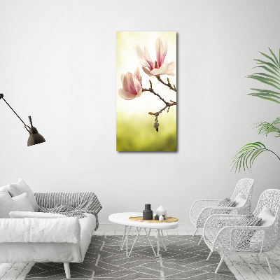 Quadro di vetro verticale Fiori di magnolia