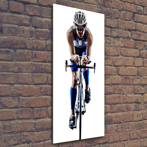 Quadro stampa su vetro verticale Ciclista