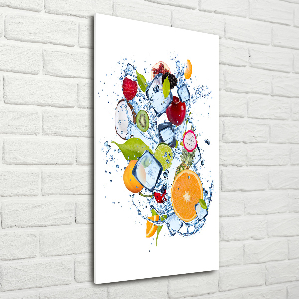 Quadro in vetro verticale Frutta e ghiaccio