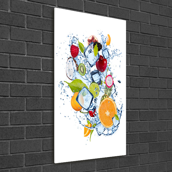 Quadro in vetro verticale Frutta e ghiaccio