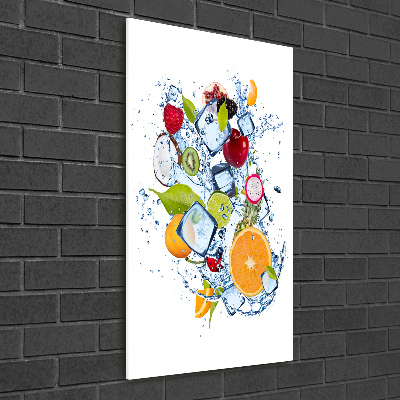 Quadro in vetro verticale Frutta e ghiaccio
