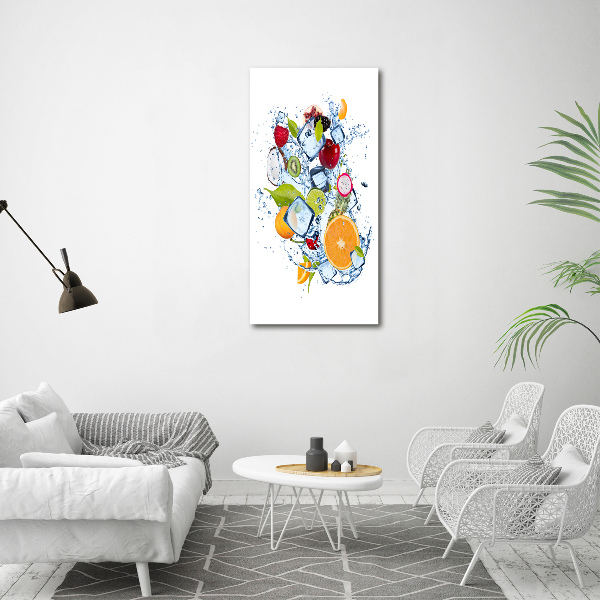 Quadro in vetro verticale Frutta e ghiaccio