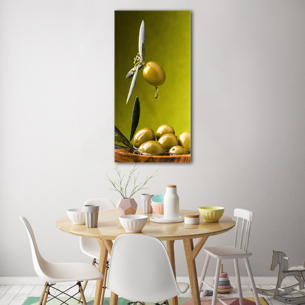 Quadro di vetro verticale Olio d'oliva