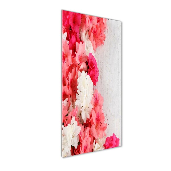 Quadro in vetro verticale Fiori sul legno