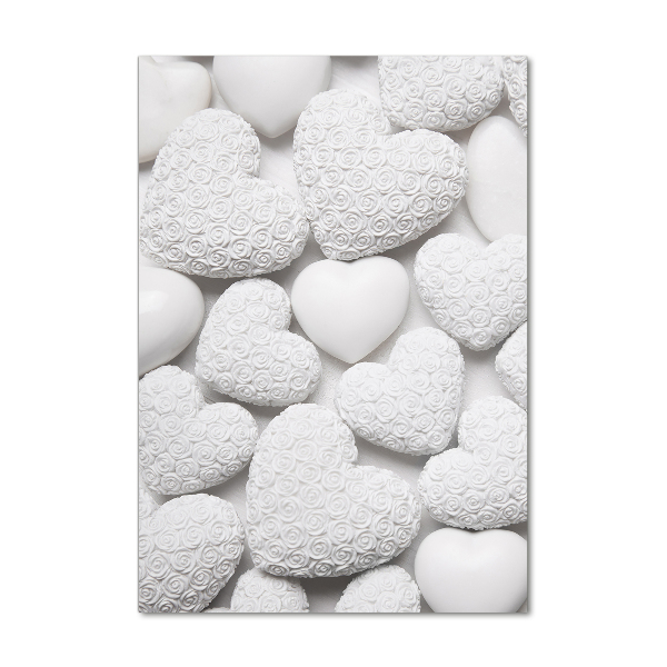 Quadro in vetro verticale Sfondo a forma di cuore bianco