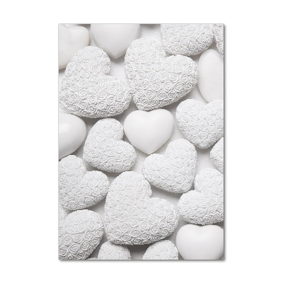 Quadro in vetro verticale Sfondo a forma di cuore bianco