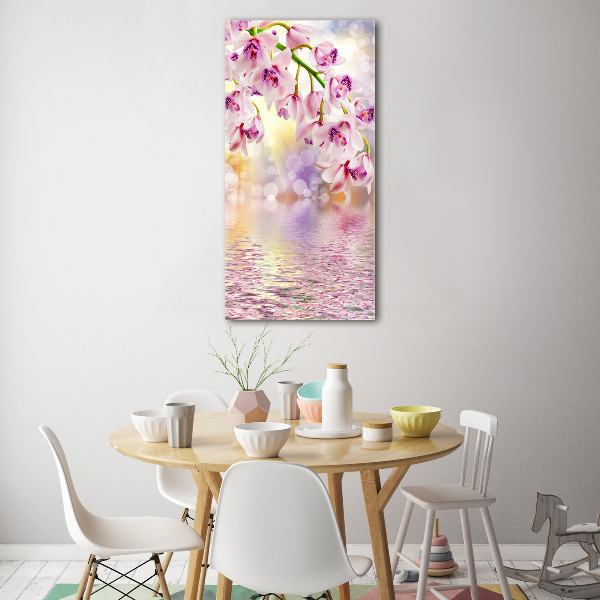 Quadro di vetro verticale Orchidea