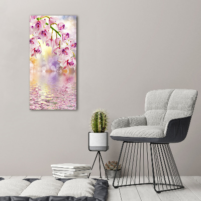 Quadro di vetro verticale Orchidea