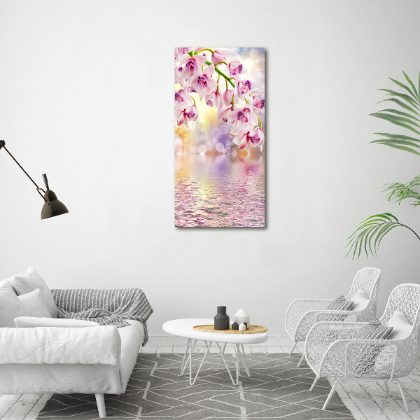 Quadro di vetro verticale Orchidea