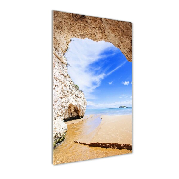 Quadro vetro verticale Grotta in riva al mare
