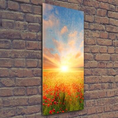 Quadro di vetro verticale Campo di papaveri
