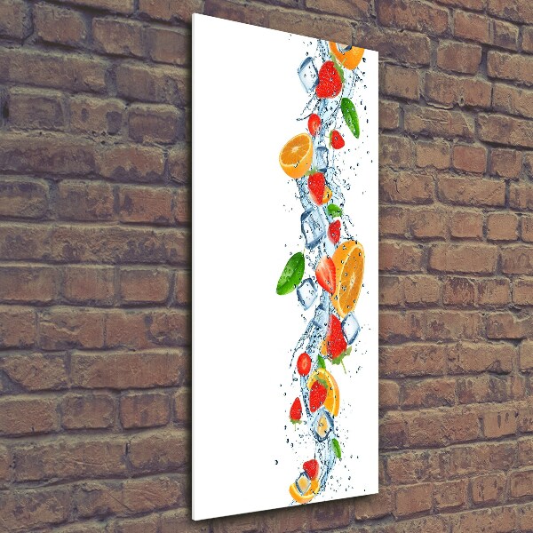 Quadro in vetro verticale Frutta e ghiaccio