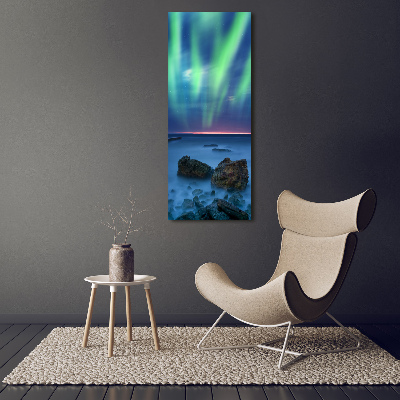 Quadro stampa su vetro verticale Aurora boreale