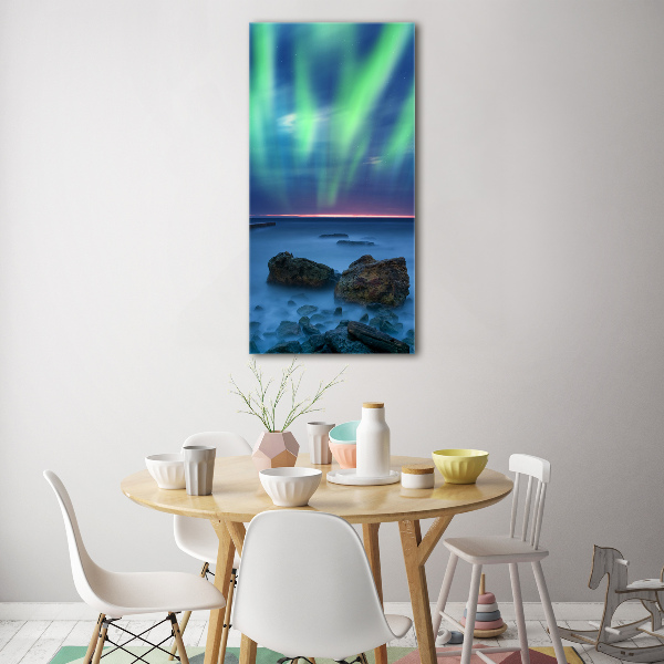 Quadro stampa su vetro verticale Aurora boreale