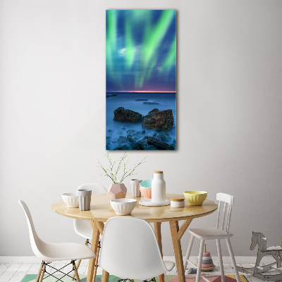 Quadro stampa su vetro verticale Aurora boreale