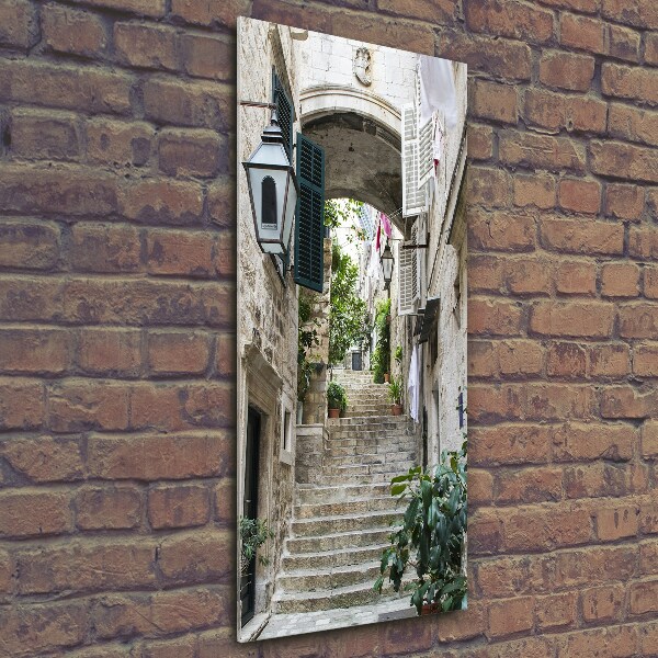 Quadro di vetro verticale Le strade di Dubrovnik