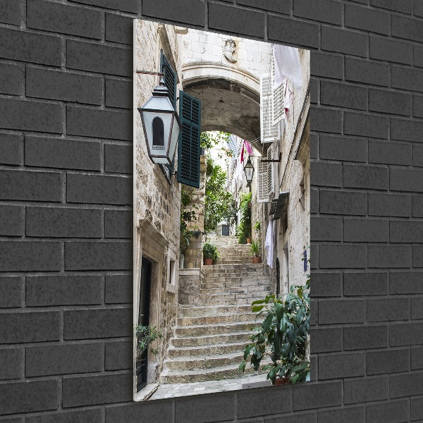 Quadro di vetro verticale Le strade di Dubrovnik