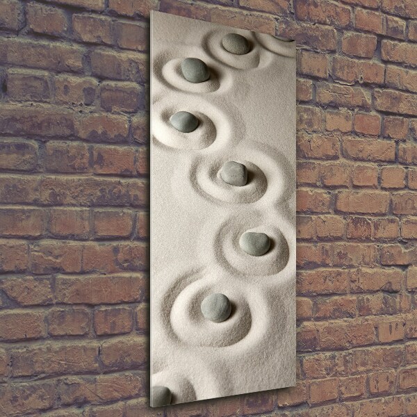 Quadro vetro verticale Pietre nella sabbia