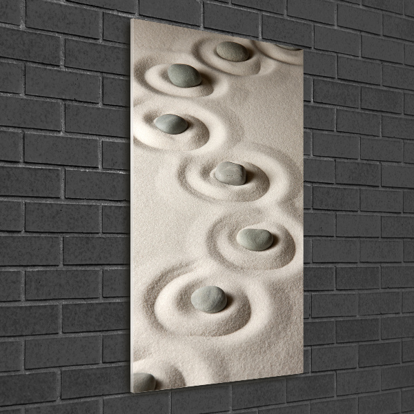 Quadro vetro verticale Pietre nella sabbia