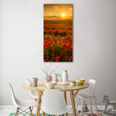 Quadro in vetro verticale Campo di papaveri