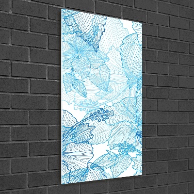Quadro vetro verticale Fiori hawaiani